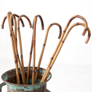 collection of antique bamboo walking canes 