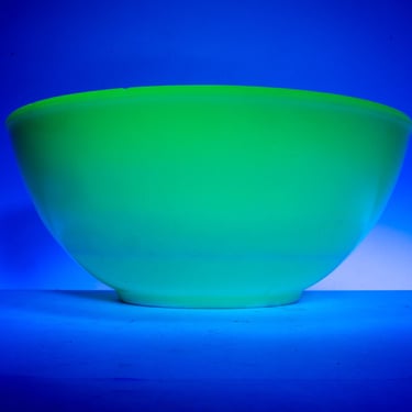 Vintage Uranium Glass Mixing Bowl, McKee Glass, 11 1/2