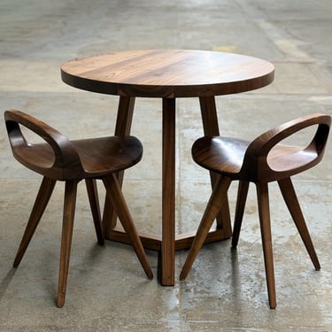Solid Wood Bistro Table: Handcrafted Pedestal Dining Table, USA made 