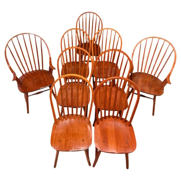 Set of Nine Hunt Country Continuous Bow Dining Chairs 2 Armchairs & 7 Side Chair