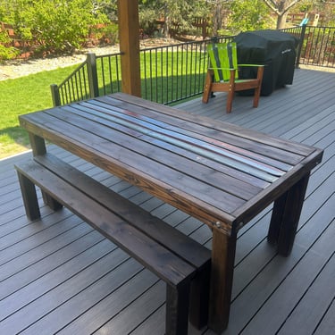 Ski Dining Table Patio Set – Handmade Mountain Home Decor 