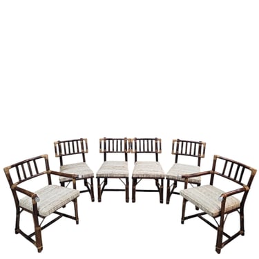MCM John Wisner for Ficks Reed Rattan & Bamboo Dining Chairs, Set of 6