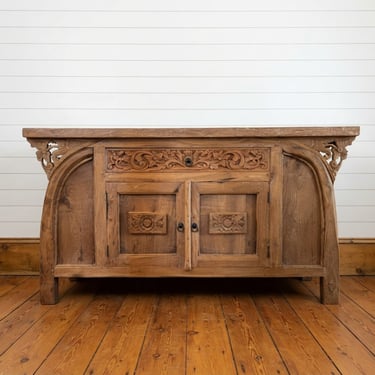 Hand-Carved Balinese Reclaimed Teak Credenza