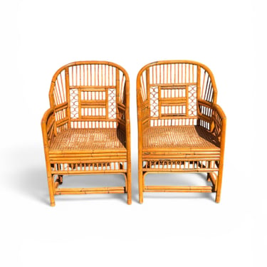 Great pair of vintage bamboo brighton chairs with cane seats 
