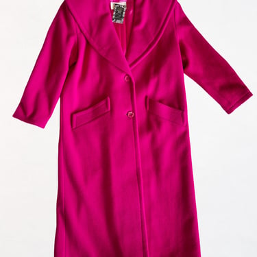 Hot Pink Full-Length Wool Trench