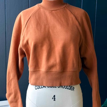 Pre-loved Adidas Orange Mock Neck Cropped Sweatshirt - Size XS