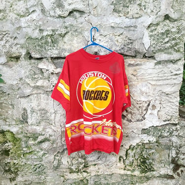 Vintage 1990's Salem Sportswear Houston Rockets All Over Graphic T-Shirt / XL 
