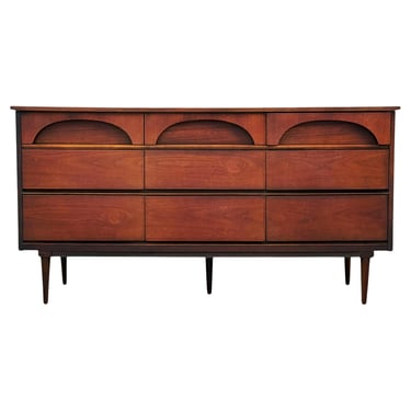 Mid-Century American Modern Triple Dresser or Credenza in Walnut