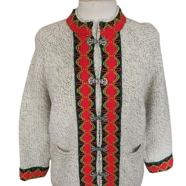 Vintage 1970s Brooks Brothers Cardigan Nordic Clasp Sweater Beige Wool Denmark Danish 