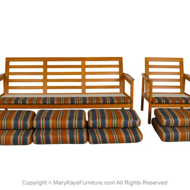 Mid-Century Vintage Danish Teak 3-Seat Sofa and Armchair