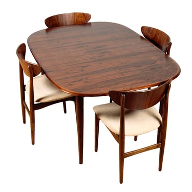 Mid-Size to Large Expandable 98” Danish Rosewood Dining Table w Gentle Curves