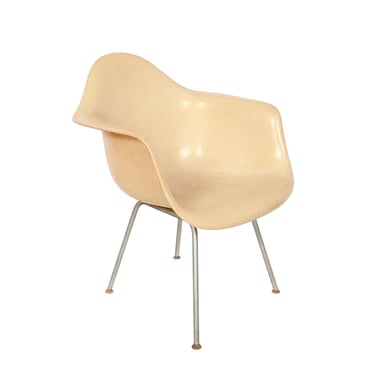 Parchment DAX Eames Arm Shell Chair Herman Miller Fiberglass Shell Chair on H base 