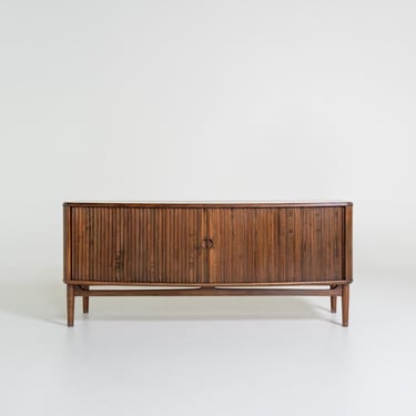 Vintage Kurt Olsen Walnut Sideboard for Andersen & Bohm, 1950s Danish Sideboard, Tambour Doors, Scandinavian Modern 