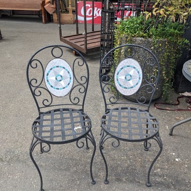 Set of Two Mosaic Outdoor Patio Chairs 16 x 34