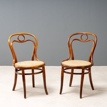 Pair of Antique Thonet Cane Cafe Chairs