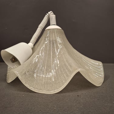 Italian Handmade Glass Flower Pendant Light – 1970s Textured White Ceiling Lamp – 40 cm Diameter 