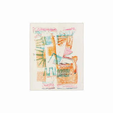 1977 William Sylvester Gamble Oil Painting on Paper Abstract Watercolor Mid Century Vintage Brushstroke 