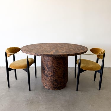 Vintage 1970s Round Burlwood Dining Table 