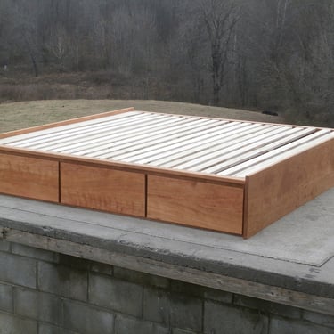 Ship Soon 3647 King NdFsS04N Cherry Low Platform Bed with 6 drawers and no head board 