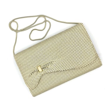 Vintage 1980s Ivory Metal Mesh Purse, 80s Convertible Shoulder Bag, Clutch, Crossbody Bag Handmade by La Regale, VFG 