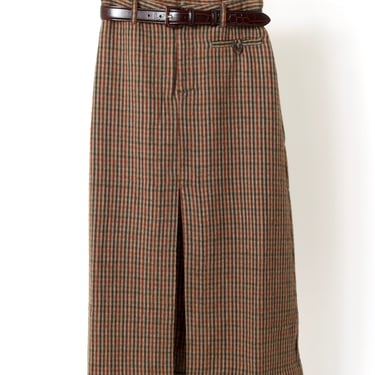 Julia Plaid Wool Midi Skirt w/ Belt - Mulit