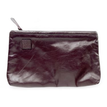 Anne Klein For Calderon Clutch, Brown Leather Zip Top Clutch, Eighties Designer Handbag, Fall Purse, Leather Accessories, Small Purse 