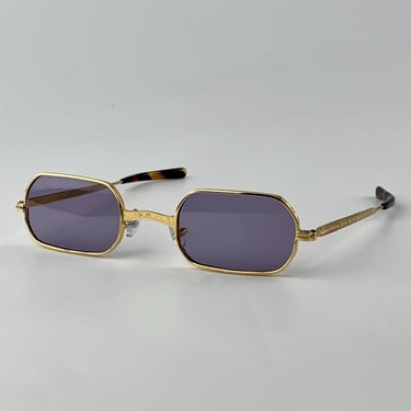 1960's Oval Hexagon Sunglasses - Glass Lenses - Made in JAPAN - Engraved Details - Unisex Style 
