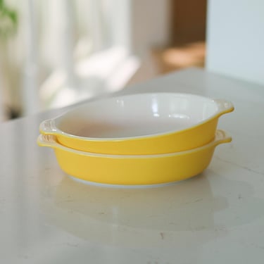 Vintage Pyrex 700 Yellow Pixie Dishes Pair, Tableware by Corning 10 oz Oval Individual Casserole Au Gratin Small Bowls Set of 2 