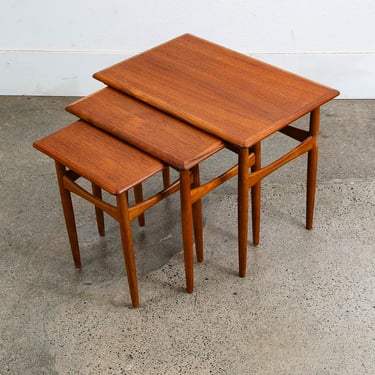 Mid Century Danish Modern Nesting Tables Kai Kristiansen Teak Set 3 Denmark Mcm