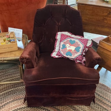 Deep Brown Velour Lounge Chair