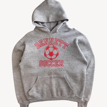 Vintage 1990s Russell Athletic Bennett Soccer Hooded Sweatshirt | Retro Hoodie Medium/Large 