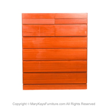 Mid Century Danish Modern Tall Teak Dresser 