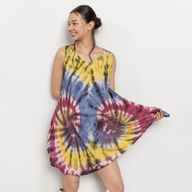Vintage Tie Dye Sun Dress Light Small Medium 