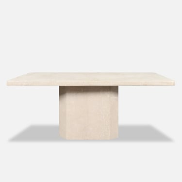 Vintage Italian Modern Botticino Marble Dining Table, 1970s