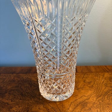 Waterford Diamond cut 10 inch flare top vase (as found) has blem