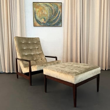 Mid-Century Modern Lounge Chair Ottoman Set By Kipp Stewart For Directional