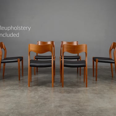 6 Møller Model 71 Dining Chairs Mid Century Danish Modern Teak 