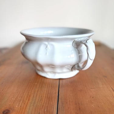antique chamber pot - Johnson Brothers English ironstone commode - white pottery farmhouse decor 
