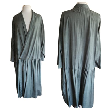 Vintage 1980s J Morgan Puett Dress Green Silk Drop Waist One Size 