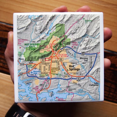 2011 Hot Springs Arkansas Map Coaster. Hot Springs Map Gift. Arkansas Coasters. National Park Gift. Ozark Mountains. Housewarming Gift. 