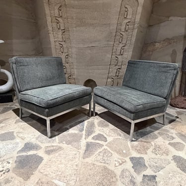 Florence Knoll Model 65 Mid-Century Modern Armless Slipper Lounge Chairs 