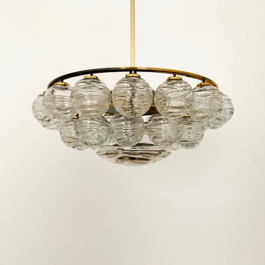 Mid-Century Modern Ice Glass Chandelier by Doria | 1960s 