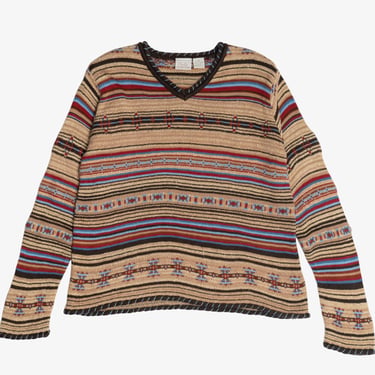 Vintage Fiorlini International Southwestern V-Neck Sweater (1990s) 