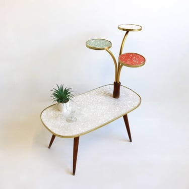 Minimalistic Vintage Mid-Century Modern Small Formica Plant Stand Four Tiered Table Side Table Flower Table Display Table 1960 Coffee Table 