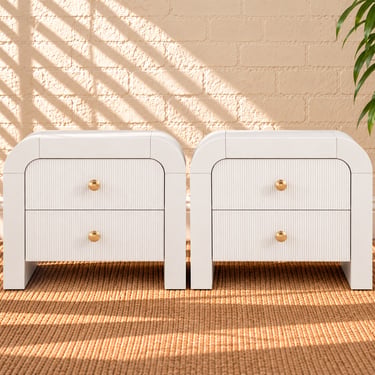 Pair of Blanca 2-Drawer Ash Wood Nightstands in Arctic White