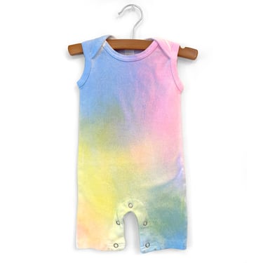 Hand Painted Rainbow Baby Romper: Misty Neon Ink, USA Cotton 