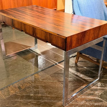 Milo Baughman for Thayer Coggin Rosewood & Chrome Desk, C. 1969 - *Please ask for a shipping quote before you buy. 