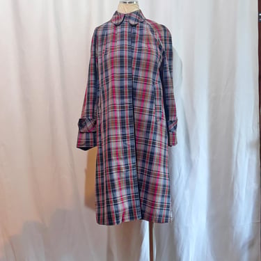 Vintage 1950s Swing Coat • Debutogs New York  • All Weather Rain Coat • Autumn / Fall • Muted Plaid 