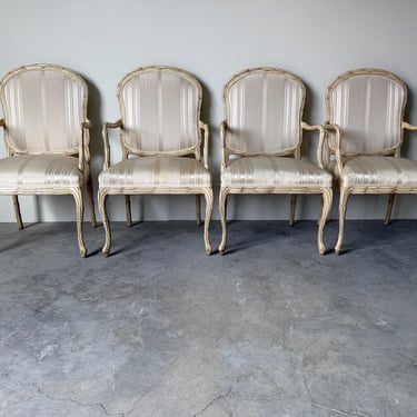 Vintage Century Furniture Serge Roche Style Faux Bois Palm Frond Arm Dining Chairs – Set of 4 