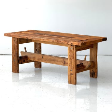 Belgian Brutalist Pine Dining Table
